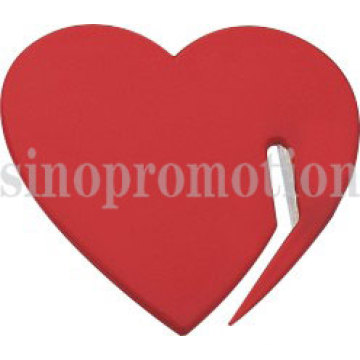 Ouvre-lettre en plastique promotionnel en forme de coeur